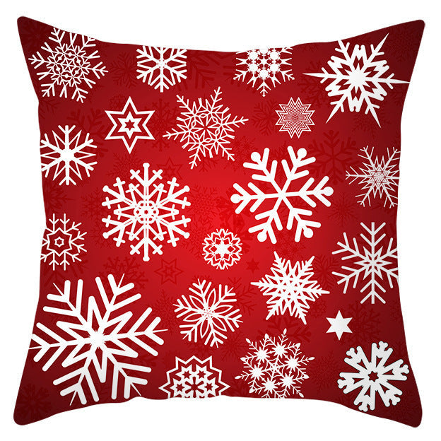 KTX-433363 Festive Santa Elk Snowflake Pillow Cover - 45x45cm Polyester Cushion Cover for Christmas Decor