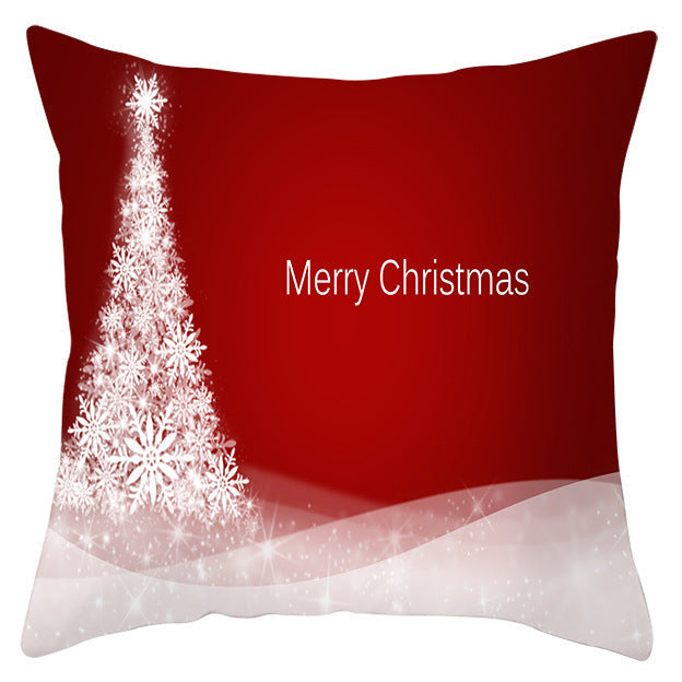 KTX-433363 Festive Santa Elk Snowflake Pillow Cover - 45x45cm Polyester Cushion Cover for Christmas Decor
