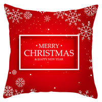 HKM-433363 Festive Santa Elk Snowflake Pillow Cover - 45x45cm Polyester Cushion Cover for Christmas Decor