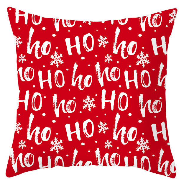 KTX-433363 Festive Santa Elk Snowflake Pillow Cover - 45x45cm Polyester Cushion Cover for Christmas Decor