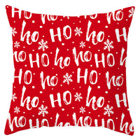HKM-433363 Festive Santa Elk Snowflake Pillow Cover - 45x45cm Polyester Cushion Cover for Christmas Decor