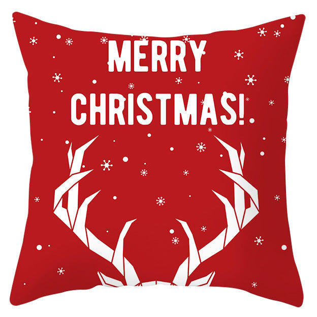 KTX-433363 Festive Santa Elk Snowflake Pillow Cover - 45x45cm Polyester Cushion Cover for Christmas Decor