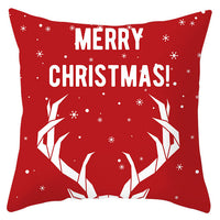 HKM-433363 Festive Santa Elk Snowflake Pillow Cover - 45x45cm Polyester Cushion Cover for Christmas Decor