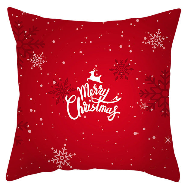KTX-433363 Festive Santa Elk Snowflake Pillow Cover - 45x45cm Polyester Cushion Cover for Christmas Decor