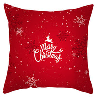 HKM-433363 Festive Santa Elk Snowflake Pillow Cover - 45x45cm Polyester Cushion Cover for Christmas Decor