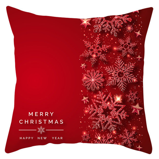 KTX-433363 Festive Santa Elk Snowflake Pillow Cover - 45x45cm Polyester Cushion Cover for Christmas Decor
