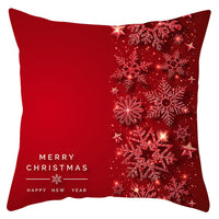 HKM-433363 Festive Santa Elk Snowflake Pillow Cover - 45x45cm Polyester Cushion Cover for Christmas Decor