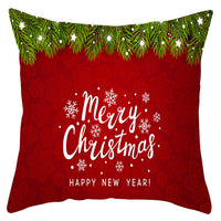 HKM-433363 Festive Santa Elk Snowflake Pillow Cover - 45x45cm Polyester Cushion Cover for Christmas Decor