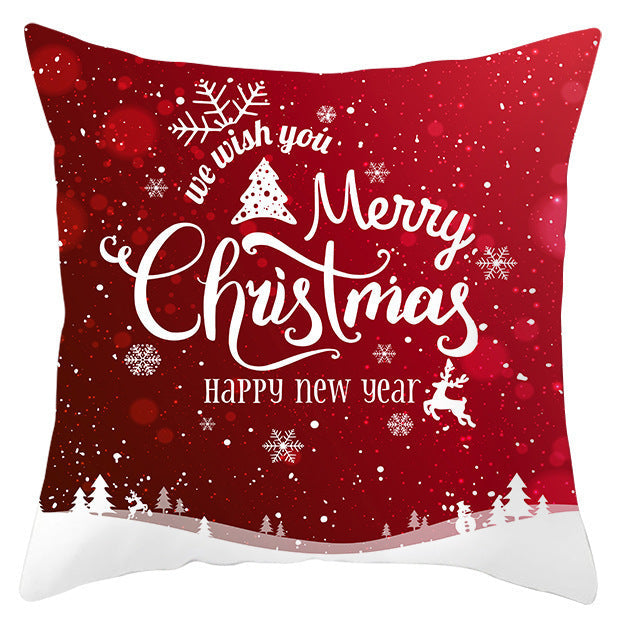 KTX-433363 Festive Santa Elk Snowflake Pillow Cover - 45x45cm Polyester Cushion Cover for Christmas Decor