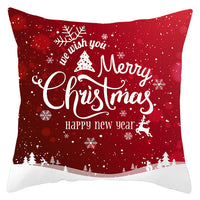 HKM-433363 Festive Santa Elk Snowflake Pillow Cover - 45x45cm Polyester Cushion Cover for Christmas Decor