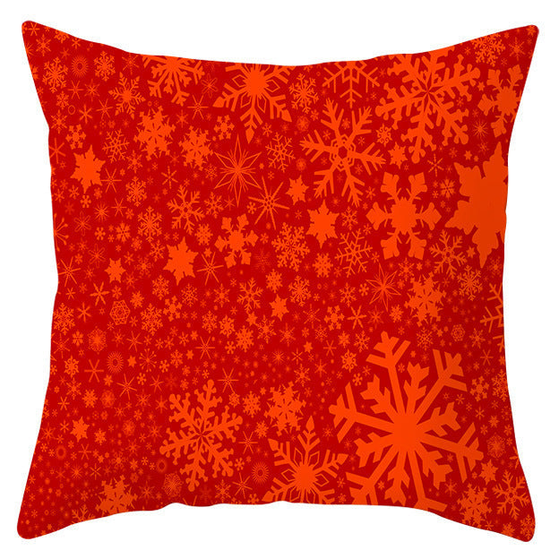 KTX-433363 Festive Santa Elk Snowflake Pillow Cover - 45x45cm Polyester Cushion Cover for Christmas Decor