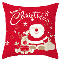 HKM-433363 Festive Santa Elk Snowflake Pillow Cover - 45x45cm Polyester Cushion Cover for Christmas Decor