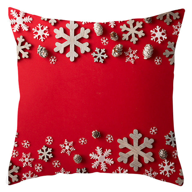 KTX-433363 Festive Santa Elk Snowflake Pillow Cover - 45x45cm Polyester Cushion Cover for Christmas Decor