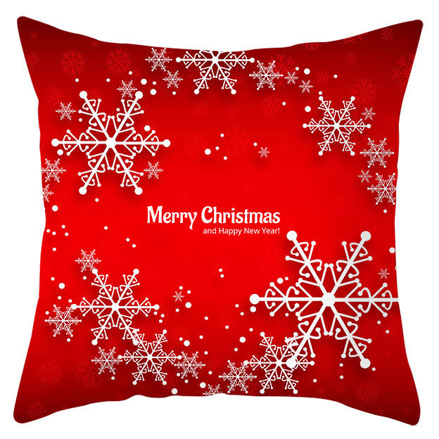 KTX-433363 Festive Santa Elk Snowflake Pillow Cover - 45x45cm Polyester Cushion Cover for Christmas Decor