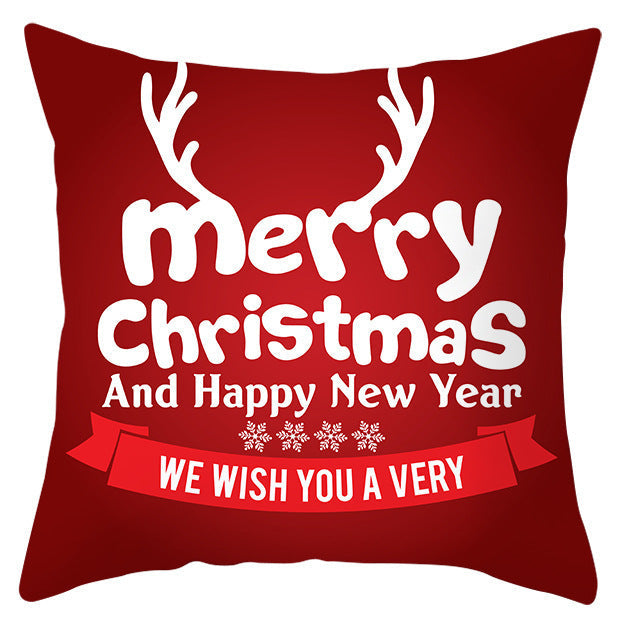 KTX-433363 Festive Santa Elk Snowflake Pillow Cover - 45x45cm Polyester Cushion Cover for Christmas Decor
