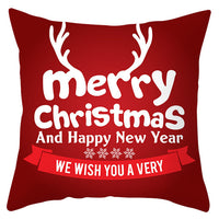 HKM-433363 Festive Santa Elk Snowflake Pillow Cover - 45x45cm Polyester Cushion Cover for Christmas Decor