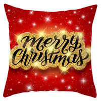 HKM-433363 Festive Santa Elk Snowflake Pillow Cover - 45x45cm Polyester Cushion Cover for Christmas Decor