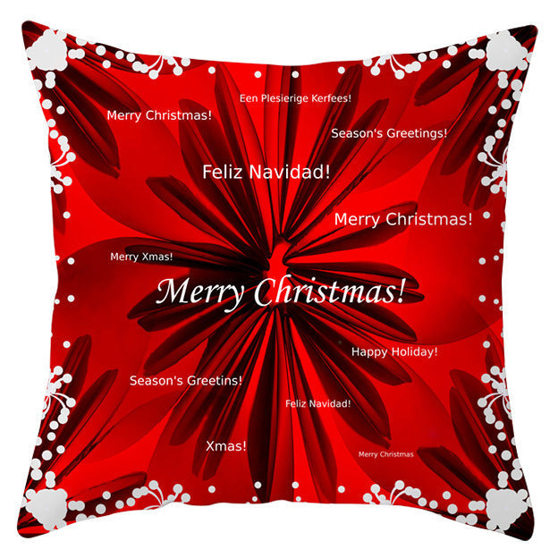 KTX-433363 Festive Santa Elk Snowflake Pillow Cover - 45x45cm Polyester Cushion Cover for Christmas Decor