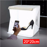 HKM-433427 Compact 20cm LED Light Box for Personal Photography with Black and White Backgrounds
