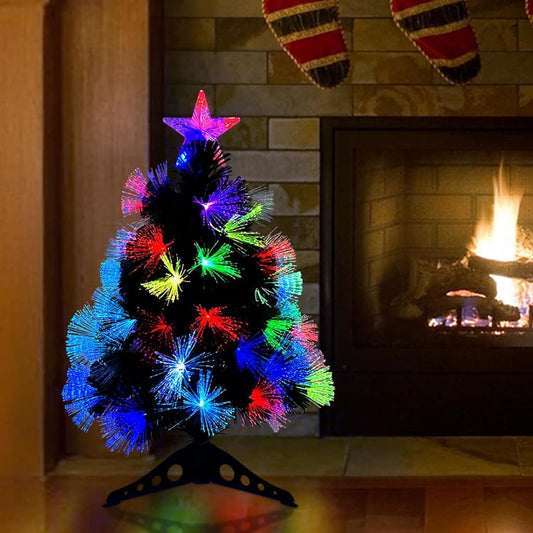 HKM-433491 Compact Artificial Christmas Tree with LED Lights - 64 cm PVC, Multicolor Indoor/Outdoor Decor