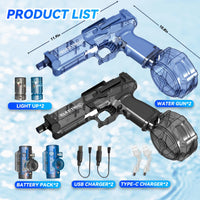 HKM-433491 Electric Water Blaster with Light-Up Feature for Outdoor Fun - High Capacity Water Gun for Ages 5 and Up