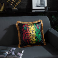HKM-433491 Leopard and Floral Abstract Pattern Artificial Silk Pillowcase with Tassel Detail, 45x45cm