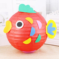 HKM-433619 Handmade Round Paper Lantern DIY Kit with Metal Frame