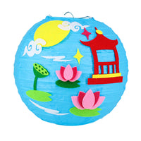 HKM-433619 Handmade Round Paper Lantern DIY Kit with Metal Frame