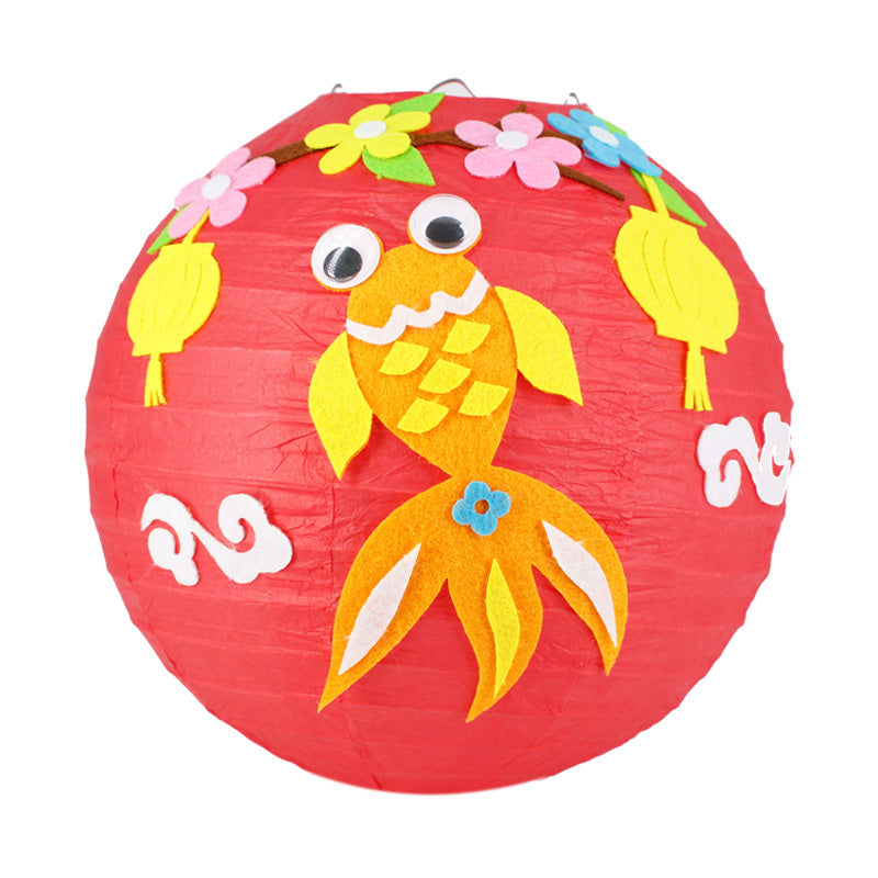 HKM-433619 Handmade Round Paper Lantern DIY Kit with Metal Frame