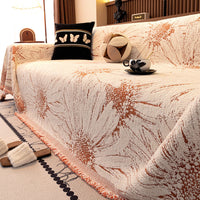HKM-433683 Floral Pattern Universal Sofa Cover - Soft Flannel, Multiple Sizes Available