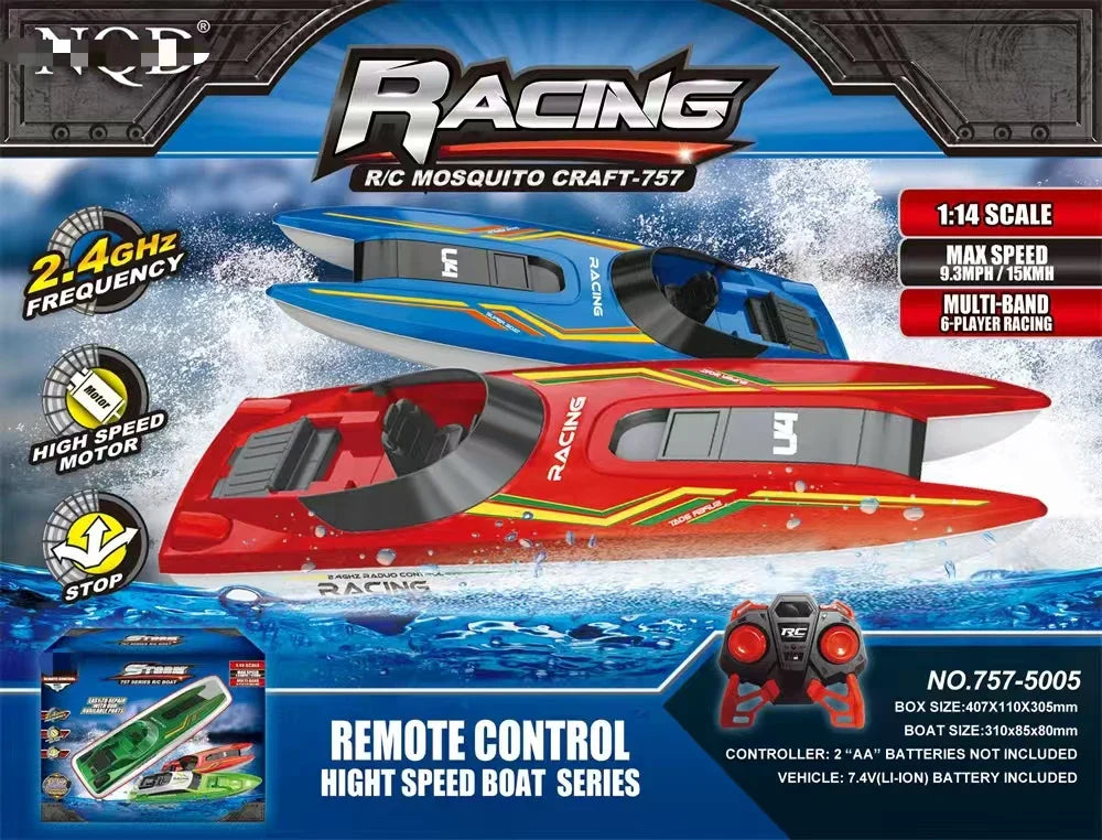 HKM-433683 High-Speed 1/14 Scale Remote Control Racing Boat, 15km/h - Perfect for Ages 5 and Up