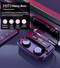 HKM-433747 Bluetooth Wireless Headset with Digital Power Display, Touch Control, and IPX7 Waterproof Rating