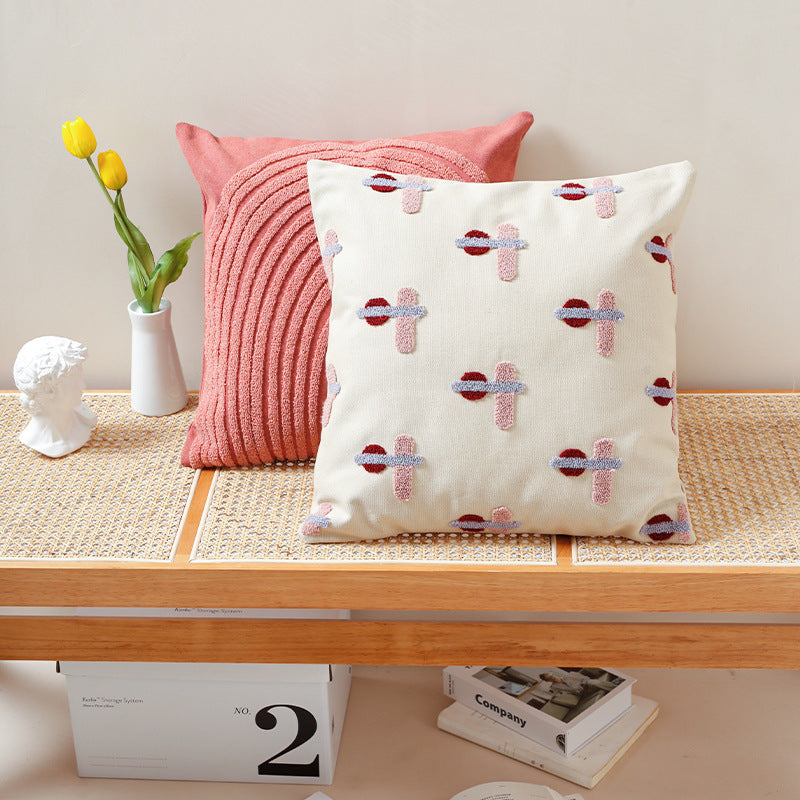 HKM-433811 Washed Canvas Geometric Pillow Cover for Modern Home and Office Decor