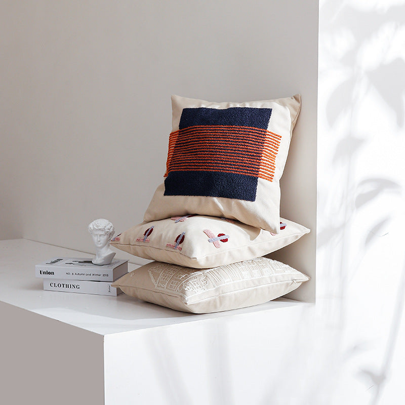 HKM-433811 Washed Canvas Geometric Pillow Cover for Modern Home and Office Decor