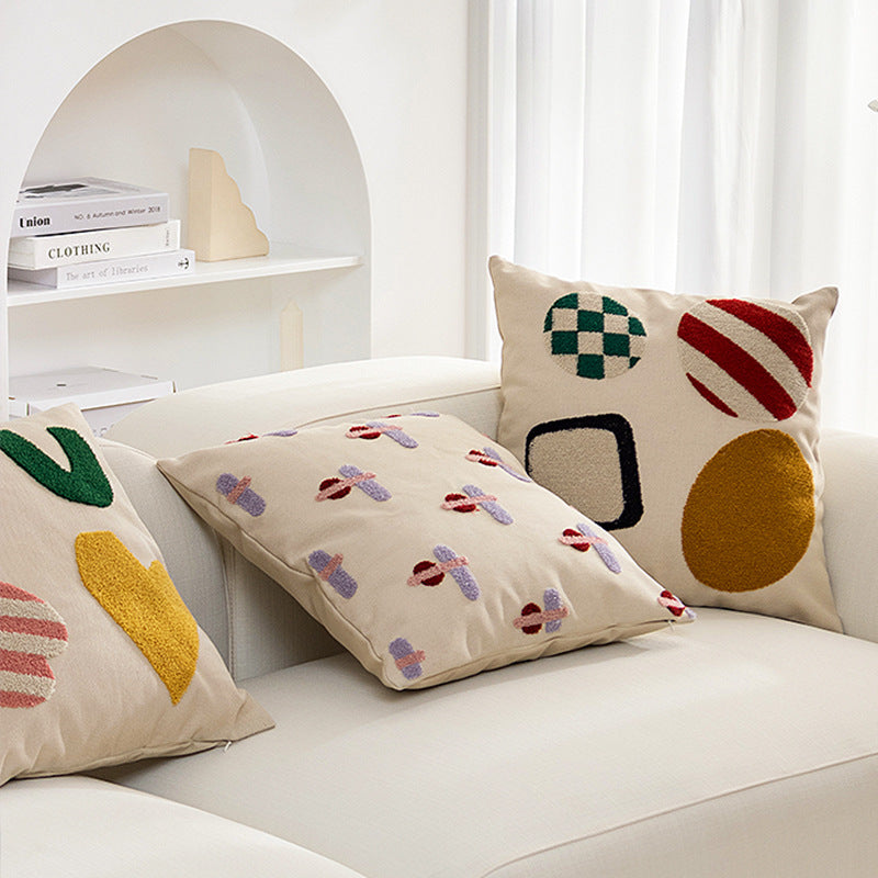 HKM-433811 Washed Canvas Geometric Pillow Cover for Modern Home and Office Decor