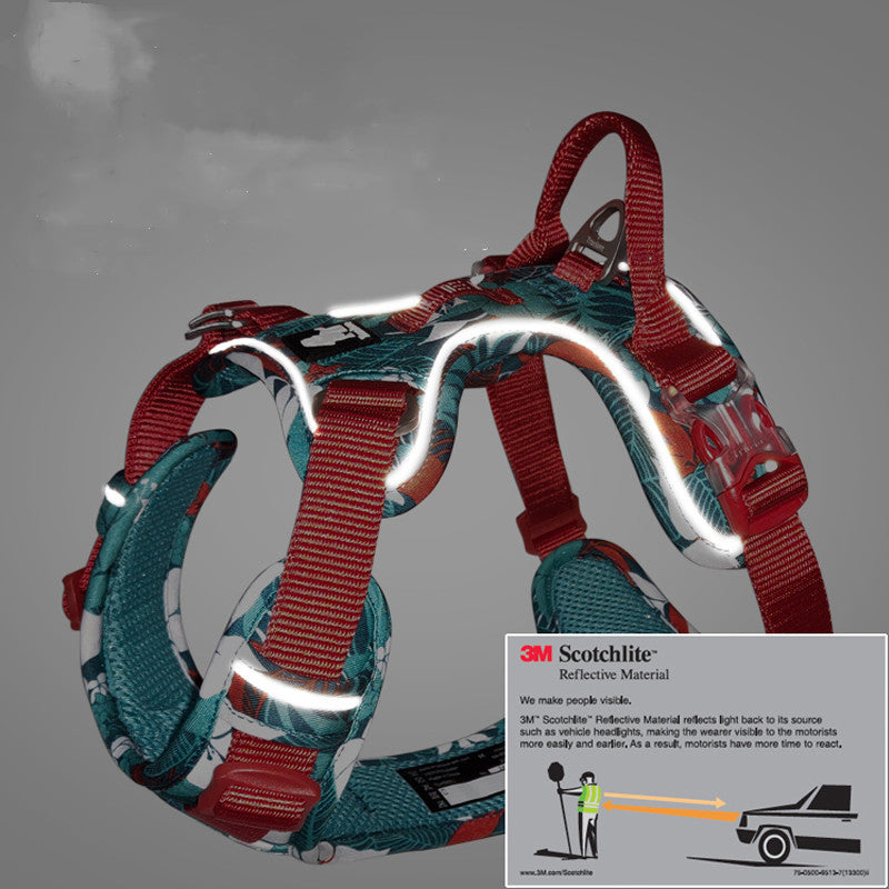HKM-433875 Dog Traction Chest Strap for All Sizes - Adjustable Nylon & Aluminum Alloy - Available in Red, Blue, Green, Purple