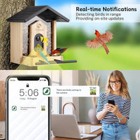 HKM-433875 Smart Bird Feeder with Camera, 1.5L Capacity, AI Identification & Real-Time Notifications for Birdwatching