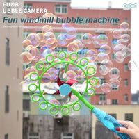 HKM-433939 2-in-1 Handheld Magic Windmill Bubble Wand for Kids - Portable Soap Bubble Maker for Outdoor Fun