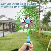 HKM-433939 2-in-1 Handheld Magic Windmill Bubble Wand for Kids - Portable Soap Bubble Maker for Outdoor Fun