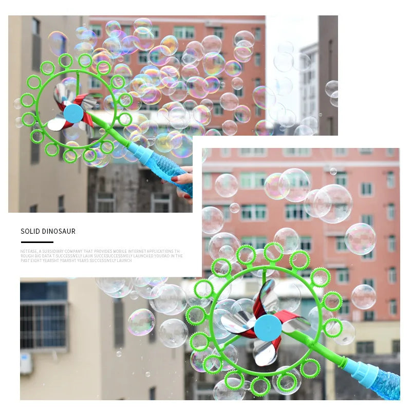 HKM-433939 2-in-1 Handheld Magic Windmill Bubble Wand for Kids - Portable Soap Bubble Maker for Outdoor Fun