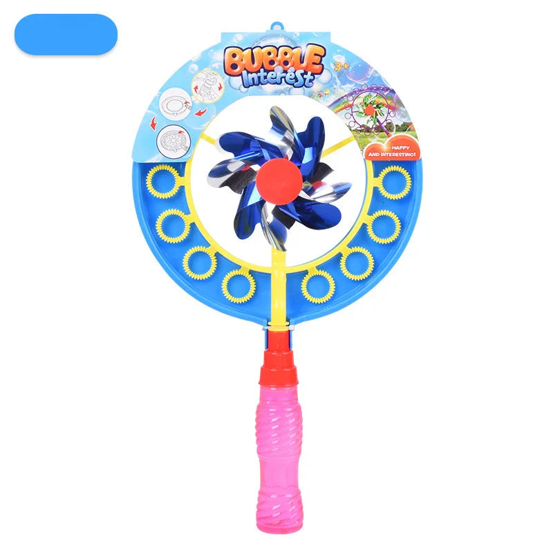 HKM-433939 2-in-1 Handheld Magic Windmill Bubble Wand for Kids - Portable Soap Bubble Maker for Outdoor Fun