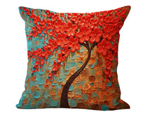 HKM-434067 Cotton and Linen Oil Painting Pillowcase - 45x45cm, Gentle Wash Recommended