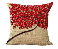 HKM-434067 Cotton and Linen Oil Painting Pillowcase - 45x45cm, Gentle Wash Recommended