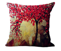 HKM-434067 Cotton and Linen Oil Painting Pillowcase - 45x45cm, Gentle Wash Recommended