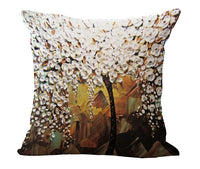 HKM-434067 Cotton and Linen Oil Painting Pillowcase - 45x45cm, Gentle Wash Recommended