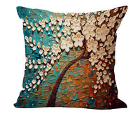 HKM-434067 Cotton and Linen Oil Painting Pillowcase - 45x45cm, Gentle Wash Recommended