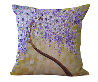 HKM-434067 Cotton and Linen Oil Painting Pillowcase - 45x45cm, Gentle Wash Recommended