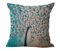 HKM-434067 Cotton and Linen Oil Painting Pillowcase - 45x45cm, Gentle Wash Recommended