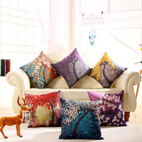 HKM-434067 Cotton and Linen Oil Painting Pillowcase - 45x45cm, Gentle Wash Recommended