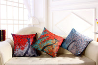 HKM-434067 Cotton and Linen Oil Painting Pillowcase - 45x45cm, Gentle Wash Recommended
